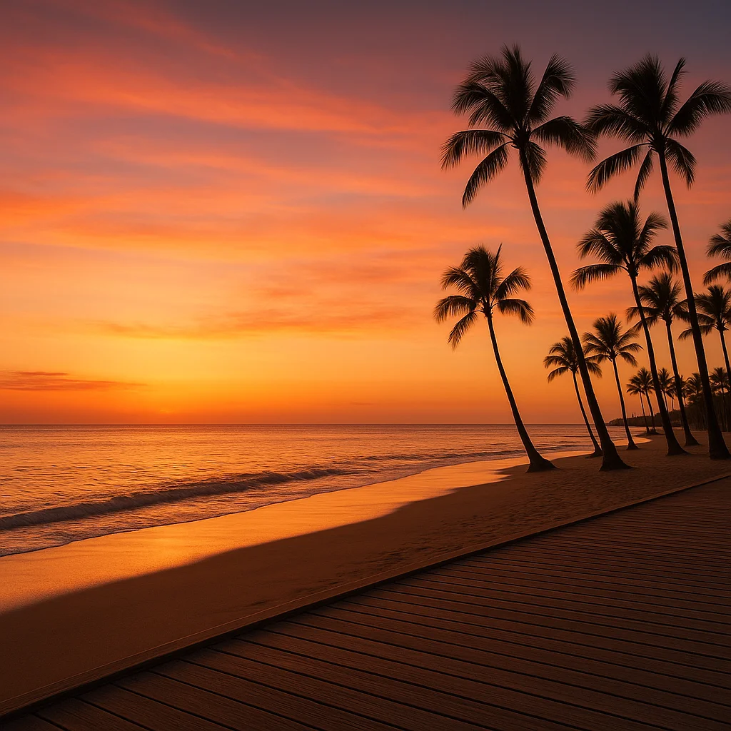 Waikiki beach at sunset — no casinos in Hawaii